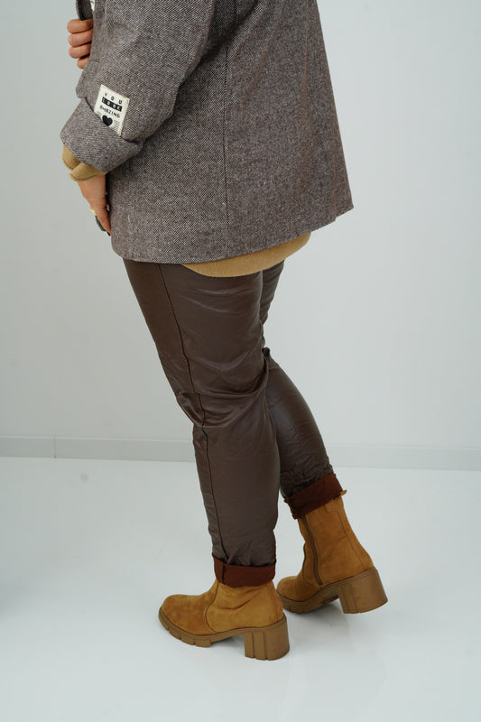 Lederimitat Joggpant in Chocolate (42-46)