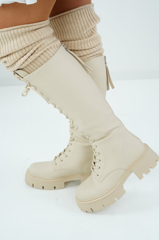 Schnürstiefel in Beige (36-41)