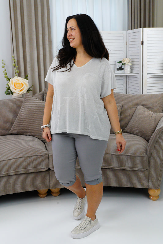 Strickshirt in silber (40-44)