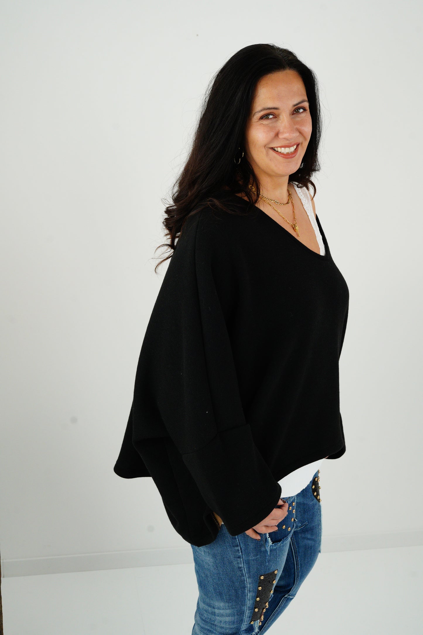Sweatshirt in Schwarz (40-46+)
