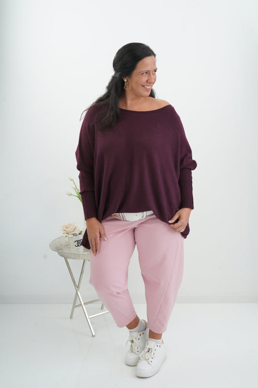 Lässiger Oversize-Pullover in Bordeaux (38-48)