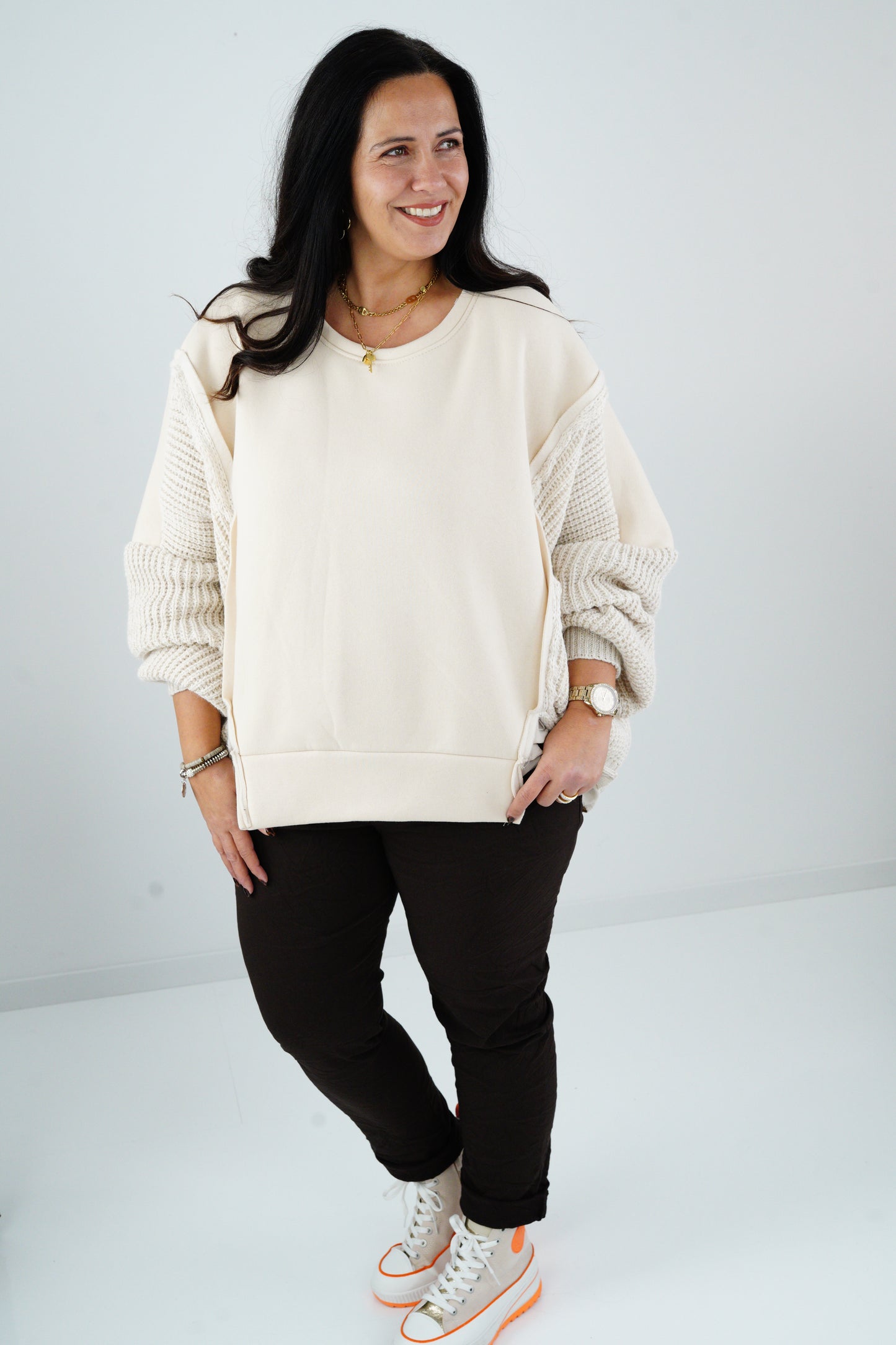 Sweatshirt in Beige (40-46-Oversize)