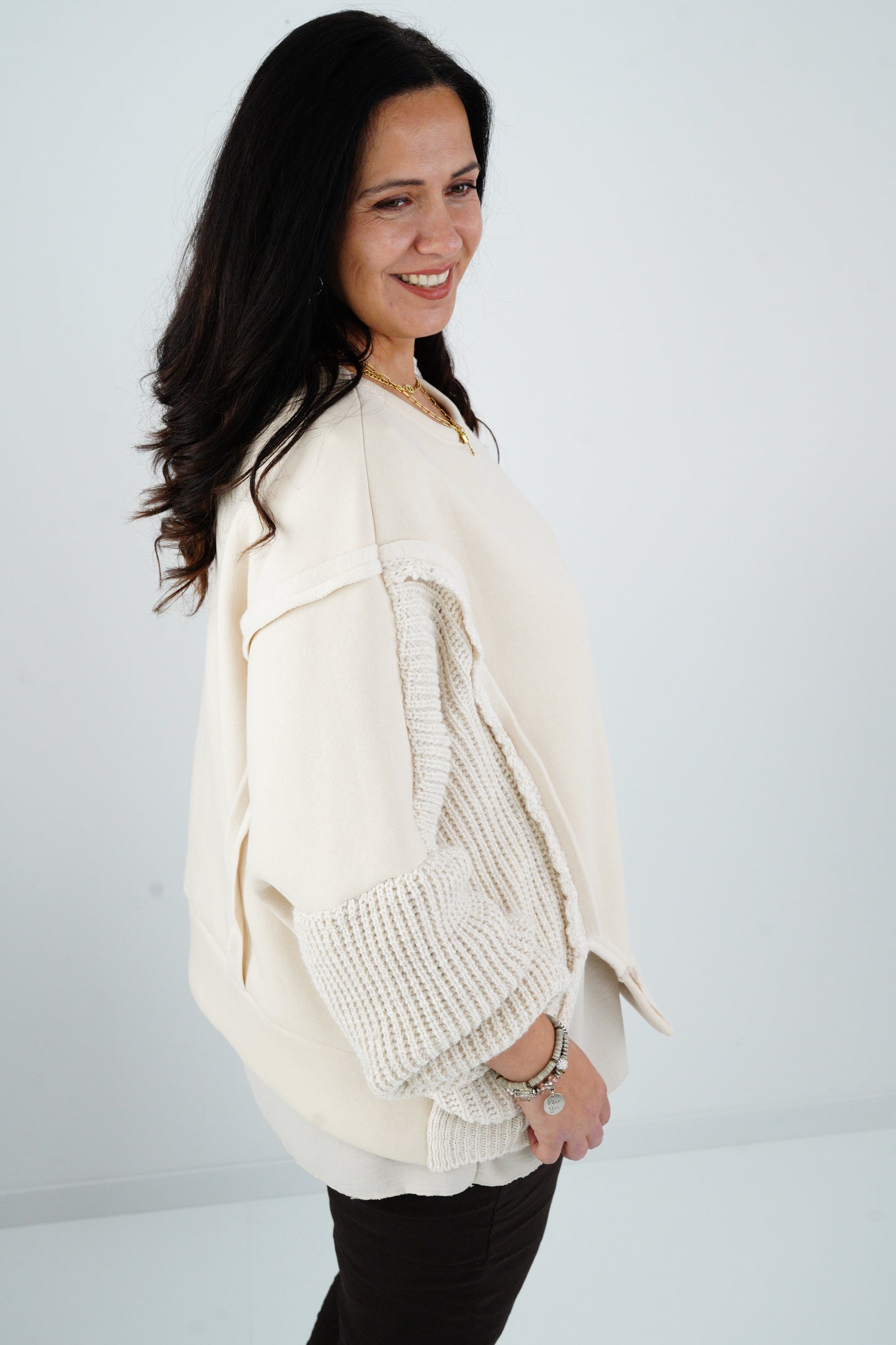 Sweatshirt in Beige (40-46-Oversize)