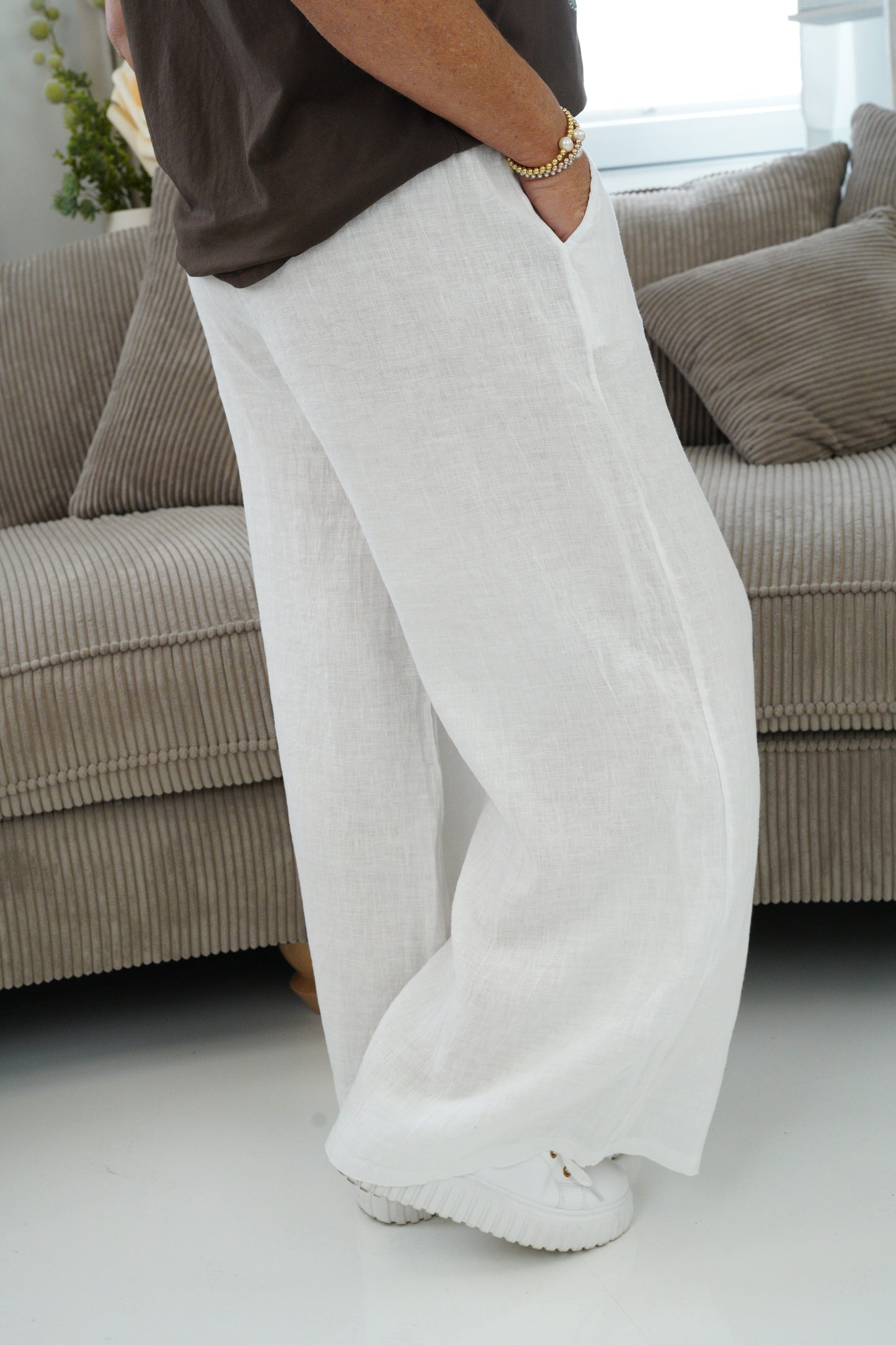 Leinen Hose in Weiß (38-42+)
