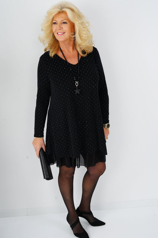 Kleid in Schwarz mit Strass (38-42+)