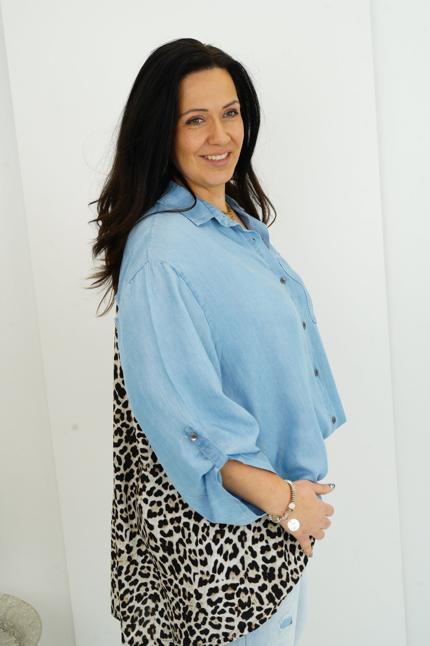 Bluse in Jeans-Leo (42-46)