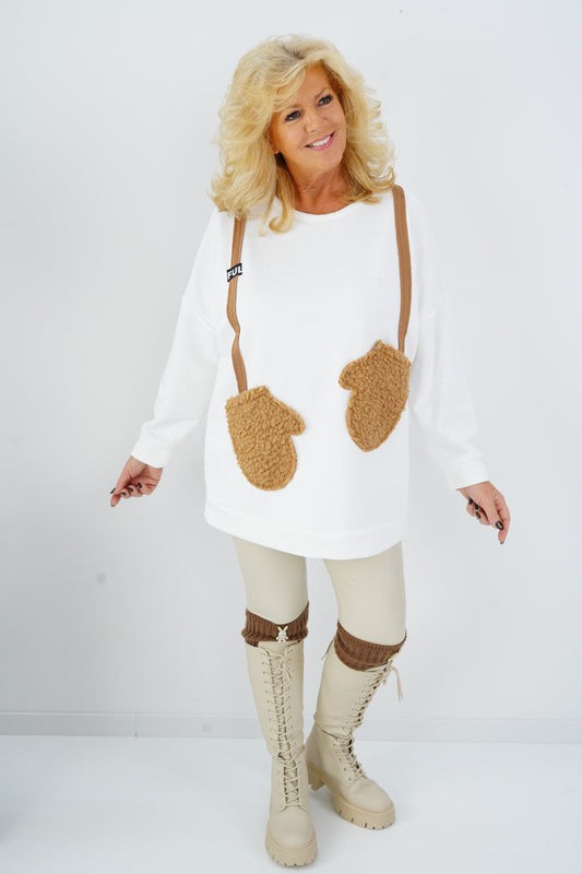 Sweatshirt in Off-White (38-46) Oversize