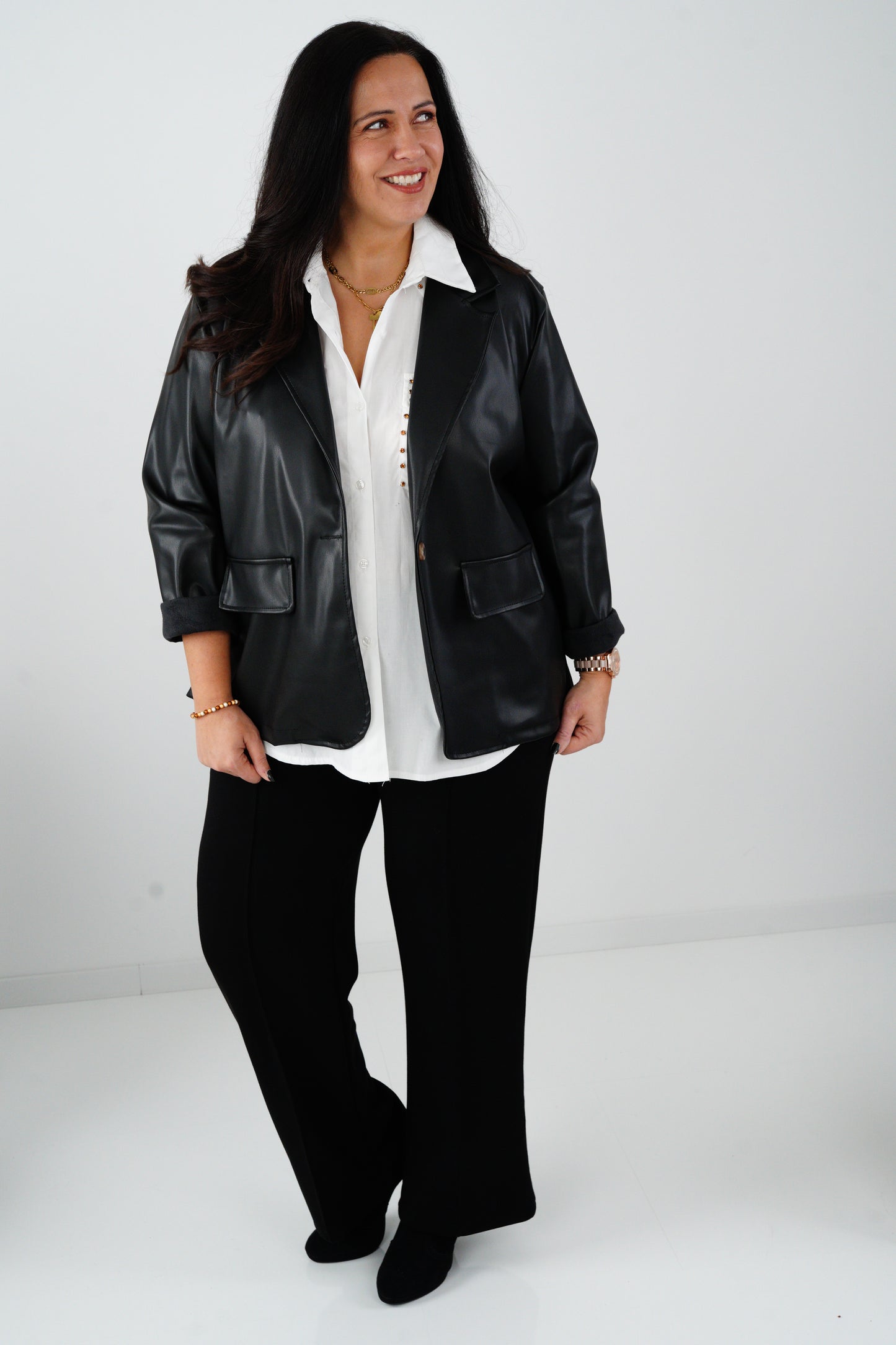 Kunstleder Blazer in Schwarz (42-44)