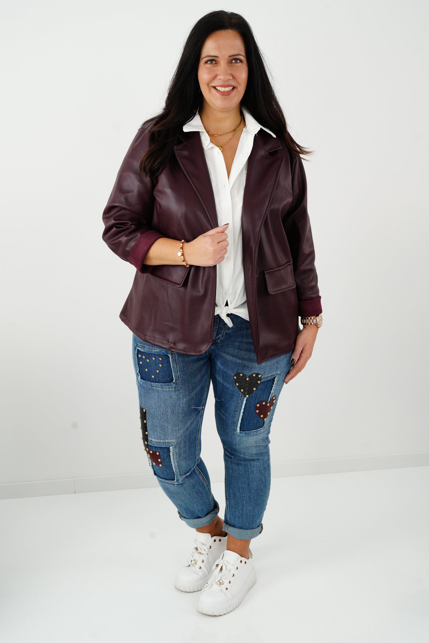 Kunstleder Blazer in Bordeaux (42-44)