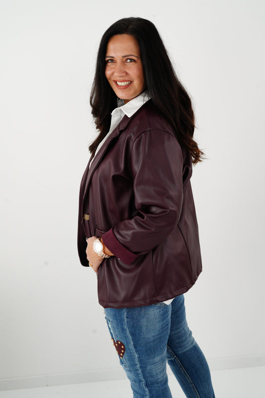 Kunstleder Blazer in Bordeaux (42-44)
