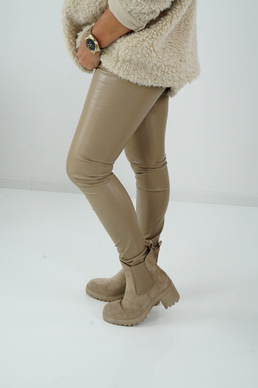 Kunstleder Leggings in Beige (36-46)