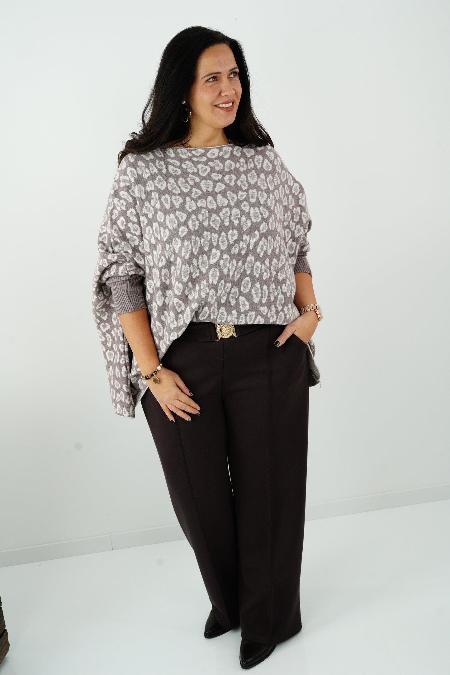 Pullover in Leo-Taupe (42-48)