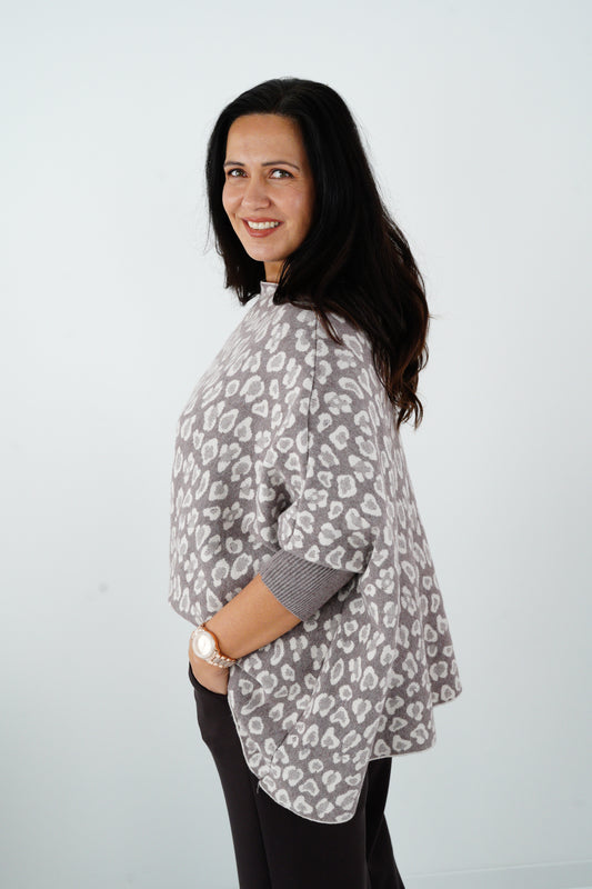 Pullover in Leo-Taupe (42-48)