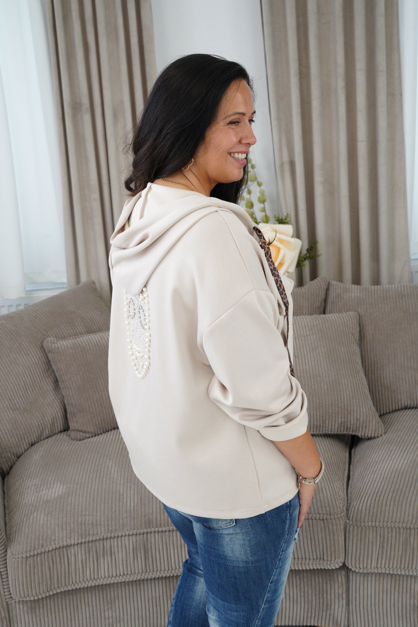 Sweatjacke in Beige (40-44)