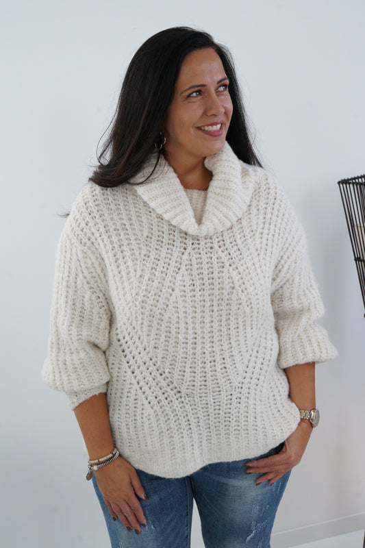 Rollkragenpullover in Ecru (38-44)