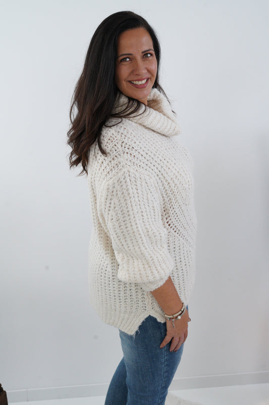 Rollkragenpullover in Ecru (38-44)