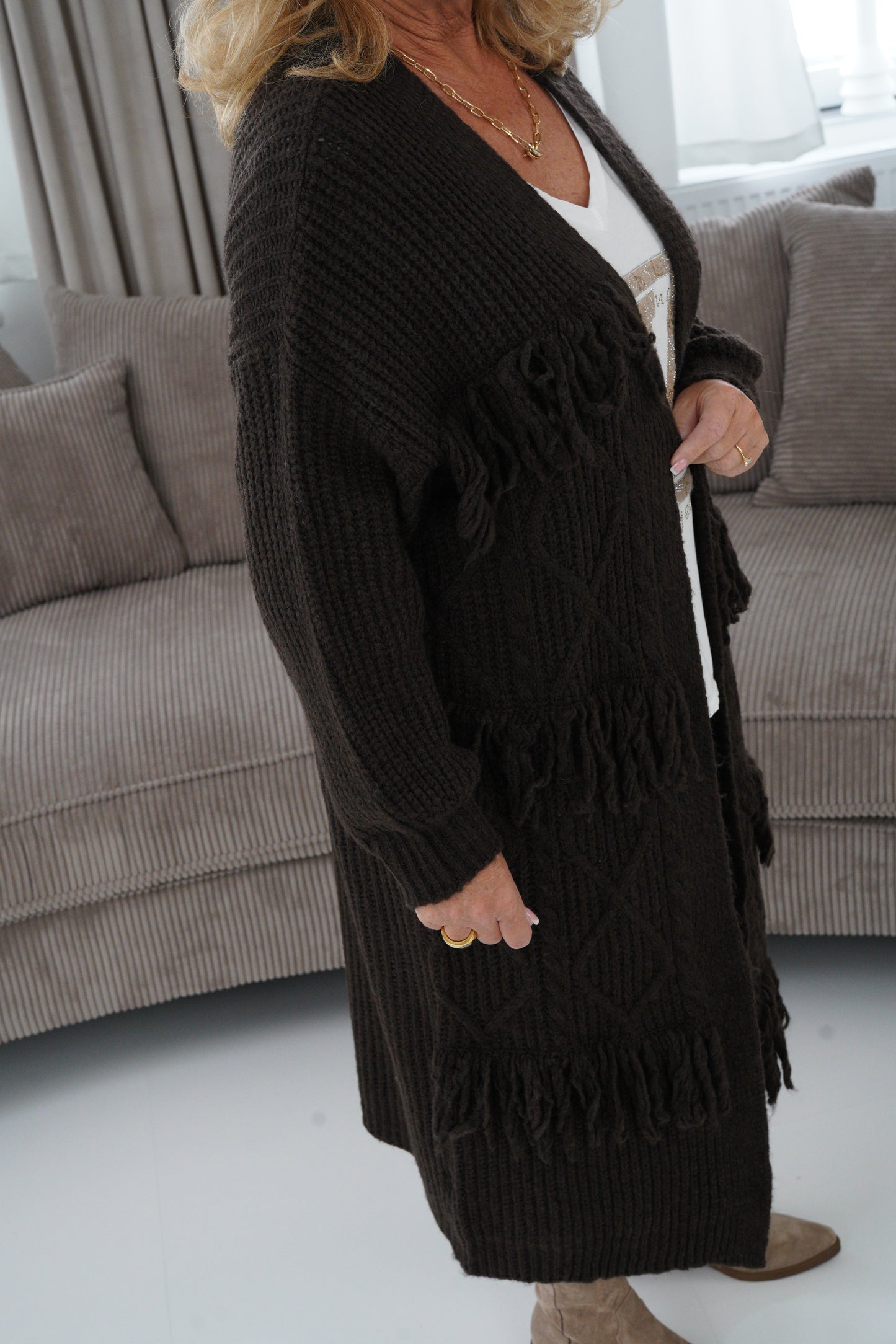 Strickmantel in Schoko (40-44+)