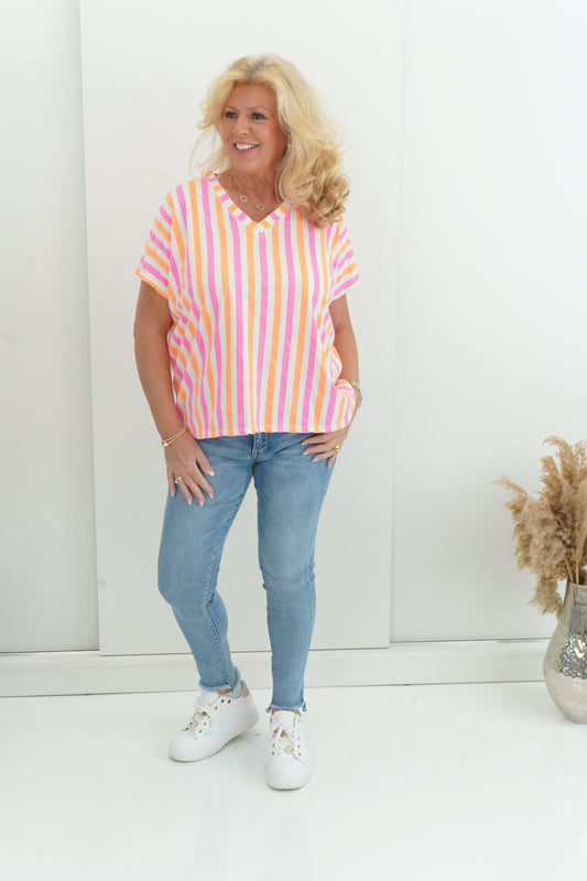 T-Shirt in Weiß/Orange (38-44)