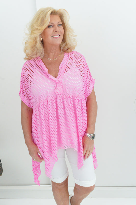 Lochshirt in Neonpink (40-46)