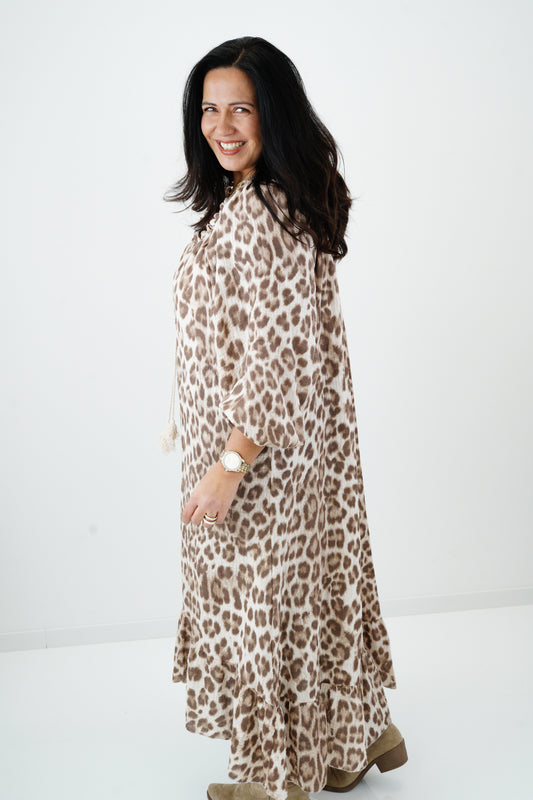 Kleid in Leo-Taupe (42-46)