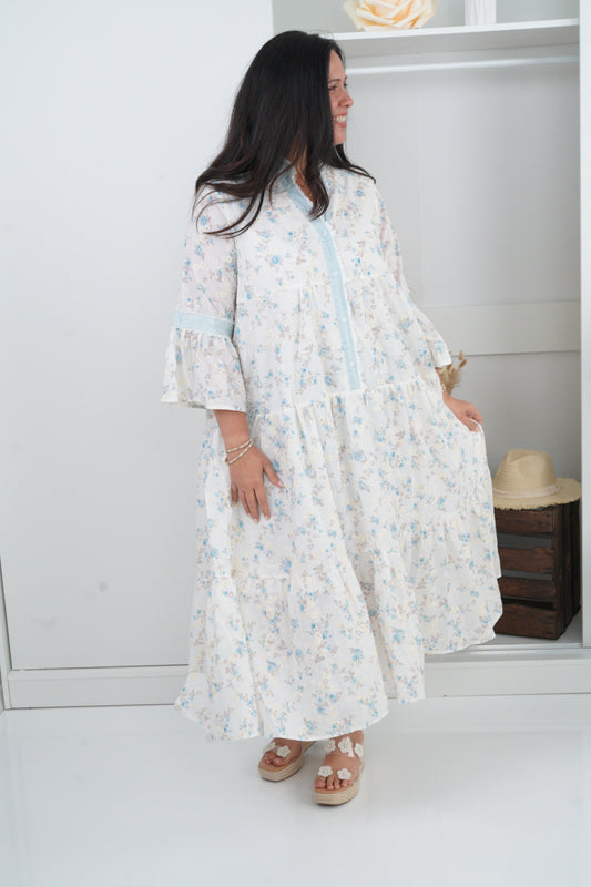 Kleid in Weiß-Blau (S/M,L/XL)