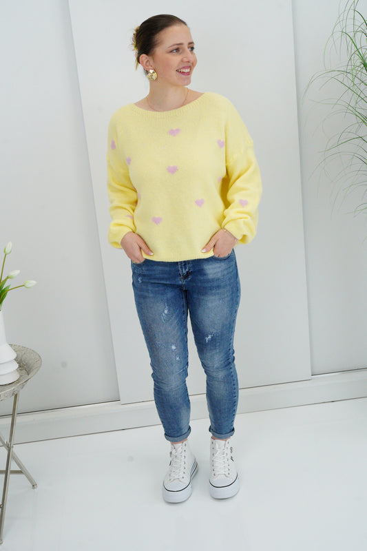 Pullover in Gelb/Rosa (36-42)