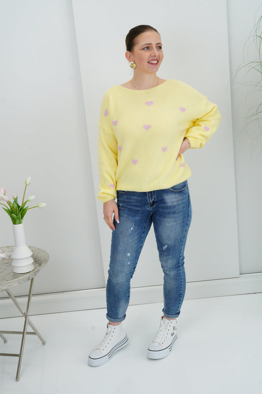 Pullover in Gelb/Rosa (36-42)