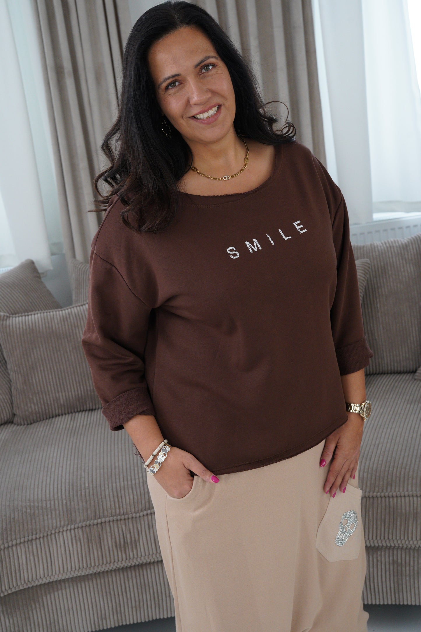 Sweatshirt in Schoko (38-44)