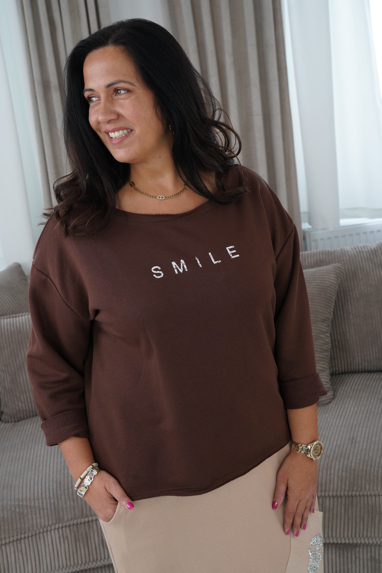 Sweatshirt in Schoko (38-44)