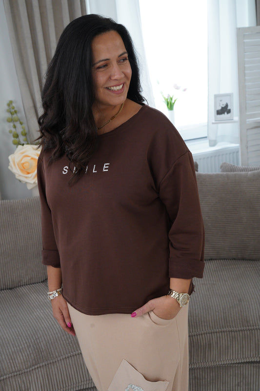 Sweatshirt in Schoko (38-44)