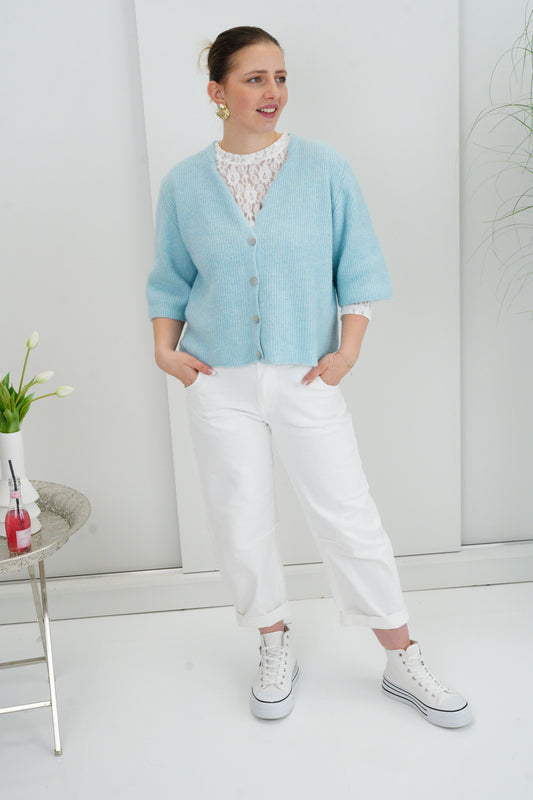 Strickjacke in Hellblau (36-42)
