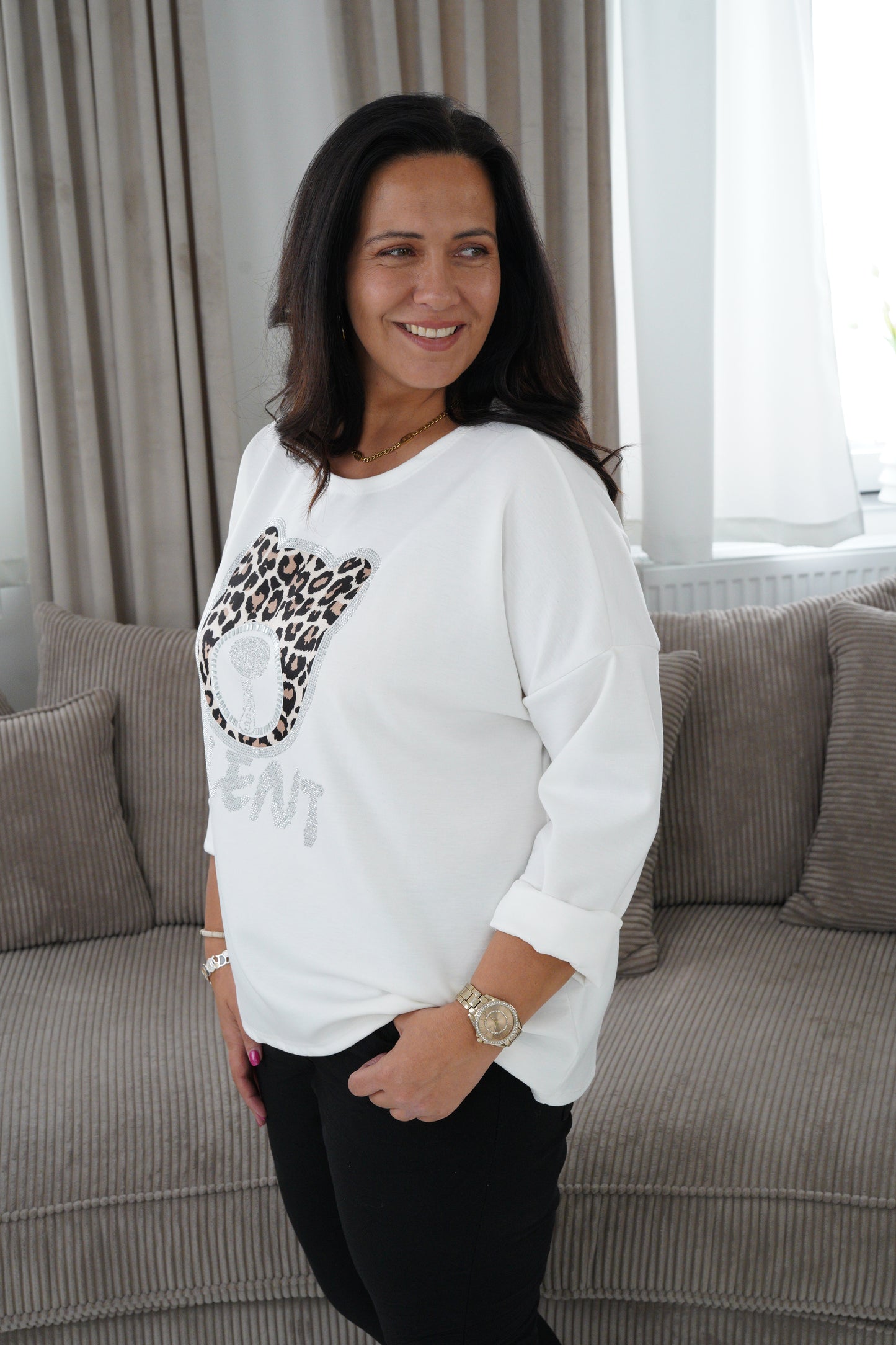 Sweatshirt in Off-White (42-44+)