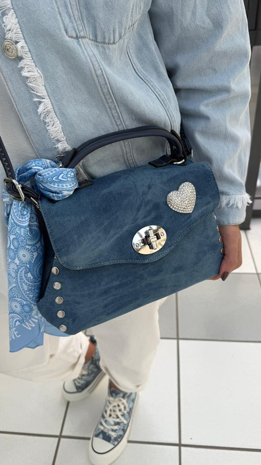 Jeanstasche in Jeansblau/Batiklook