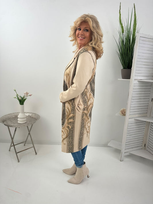 Stilvoller Mantel in zeitlosem Beige mit offener Form (38-44)