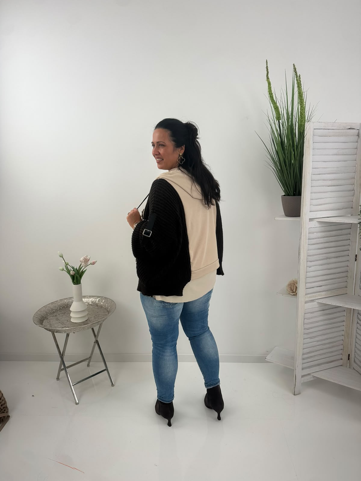 Auffälliges Oversize-Sweatshirt in Schoko/ Beige (38-44)