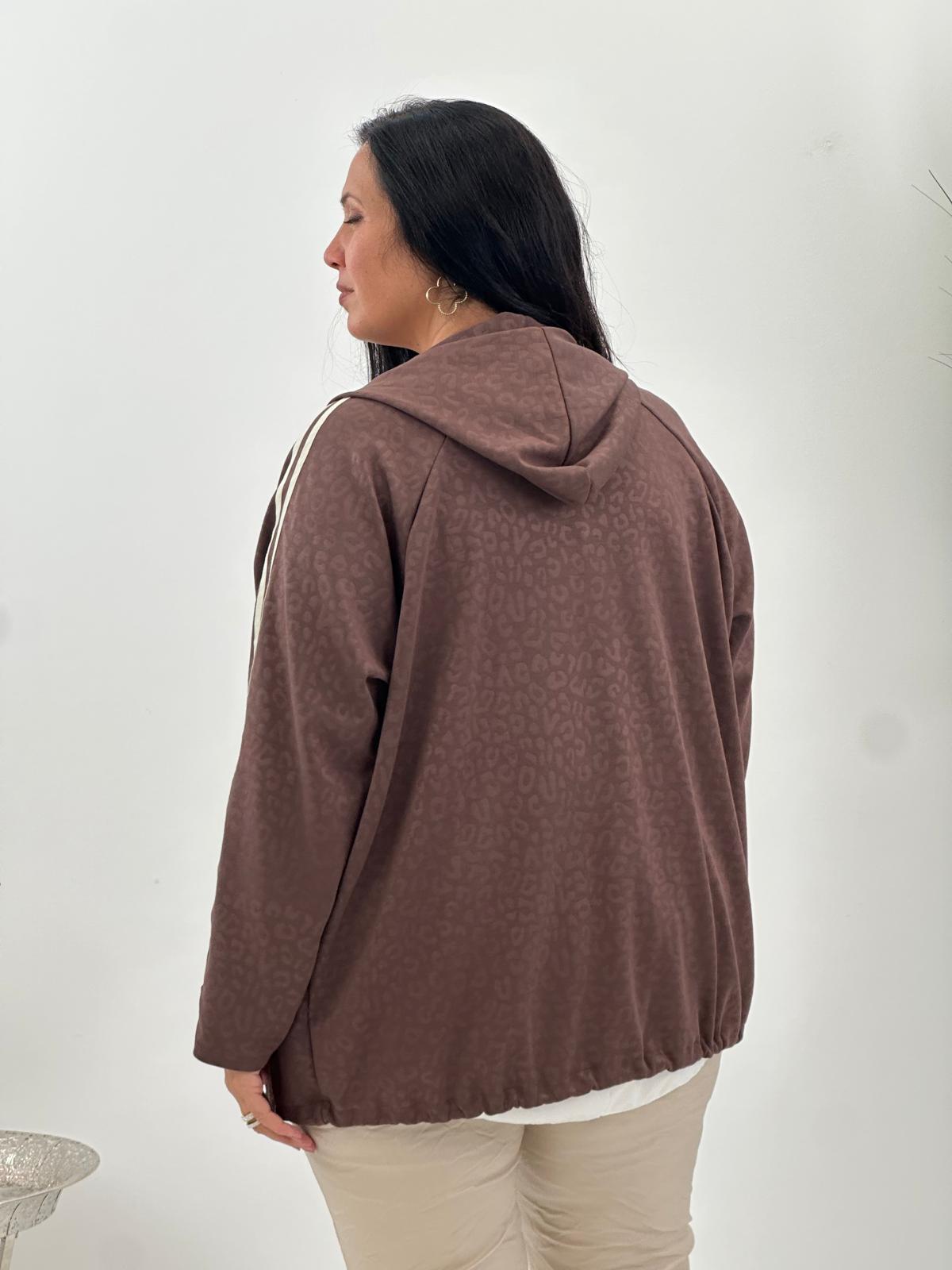 Sweatjacke in Schoko für einen lässig-modernen Look (40-44/46)