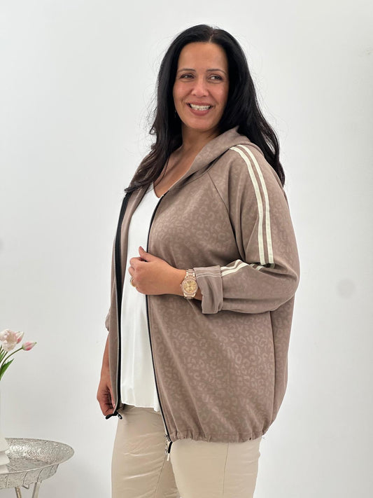 Sweatjacke in Taupe für einen lässig-modernen Look (40-44/46)