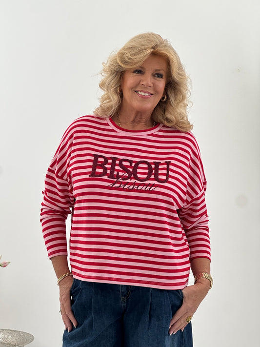 Auffälliges Sweatshirt in einer schönen Rot-Rosa-Kombination (38-42/44)