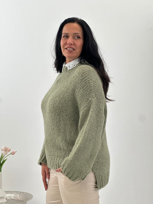 Kuscheliger Pullover in zartem Salbeigrün (38-44)