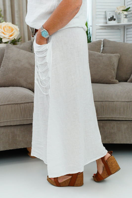 Leinen Rock in Weiß (38-42)