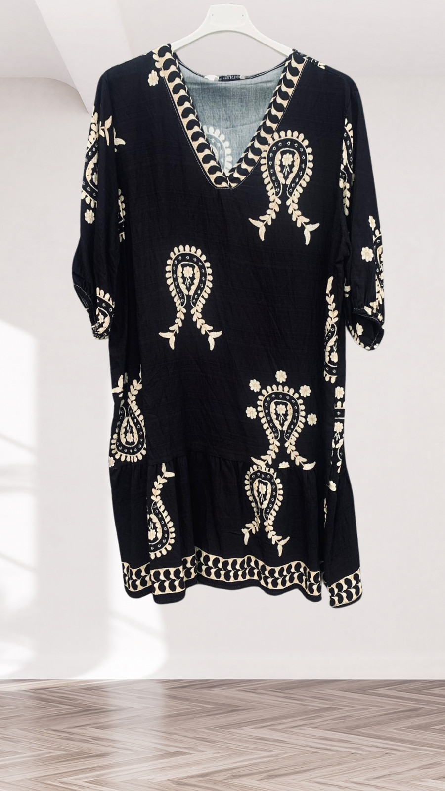 Tunika Kleid in Schwarz-Beige (38-42)