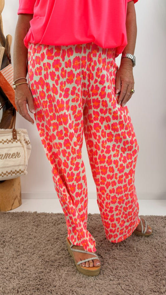 Marlene Hose in Neon-Pink- Orange