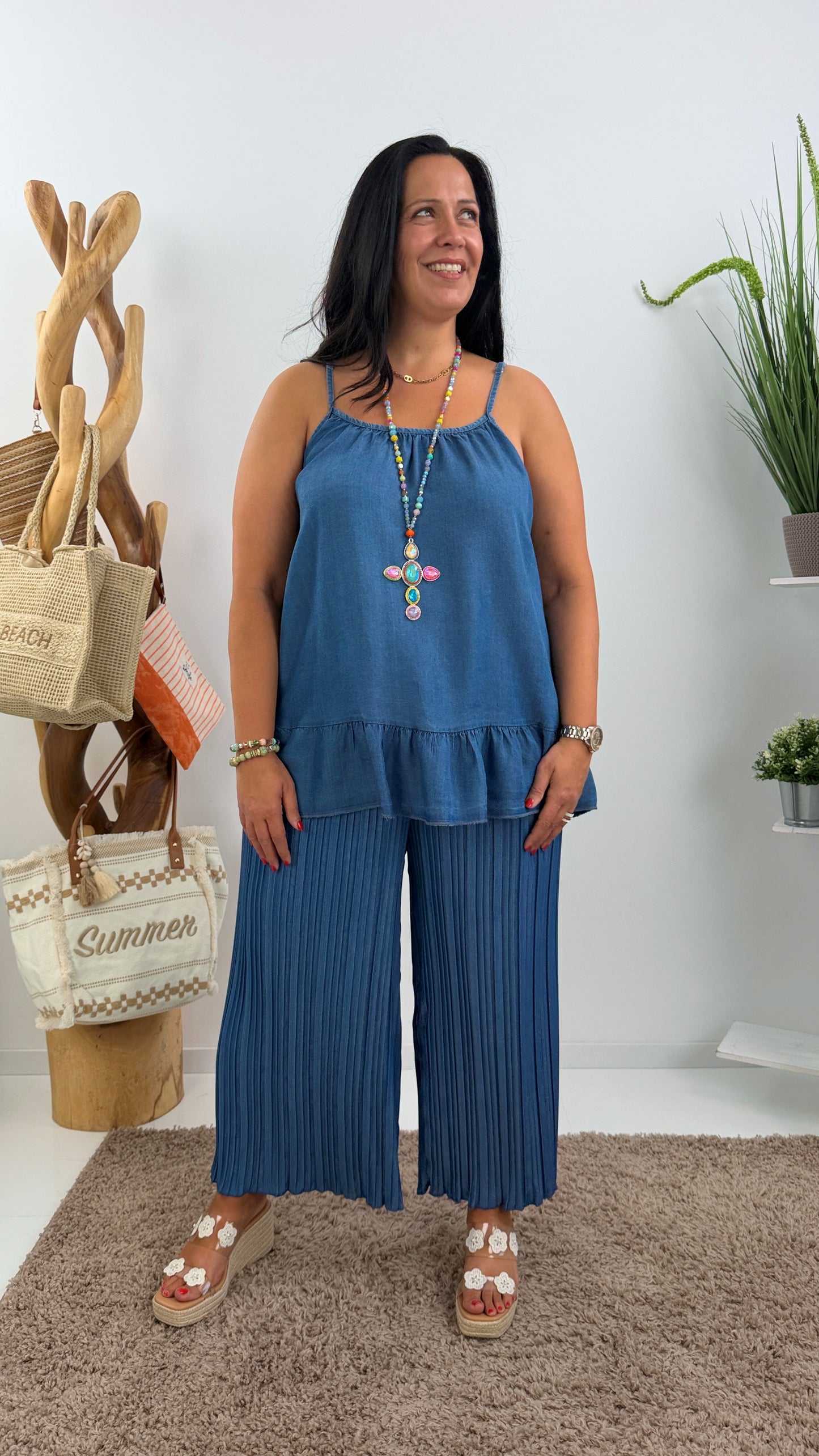 Modische Plissee-Hose im Jeans-Look (42-46)