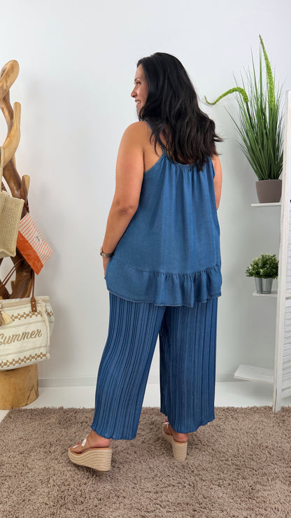 Modische Plissee-Hose im Jeans-Look (42-46)