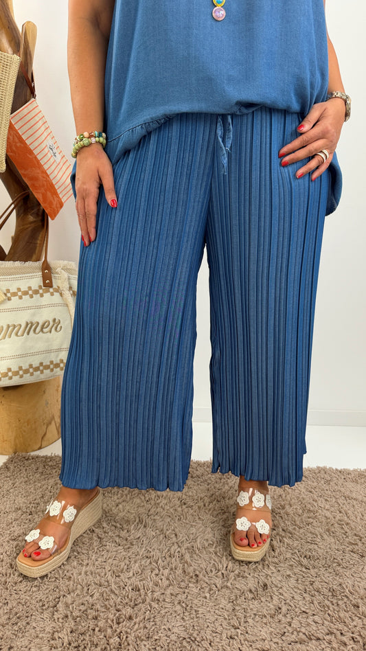 Modische Plissee-Hose im Jeans-Look (42-46)