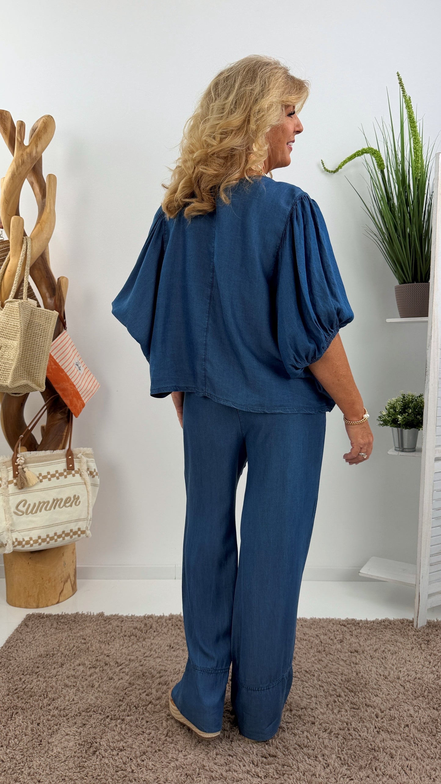 Bluse in Jeansblau (38-44)