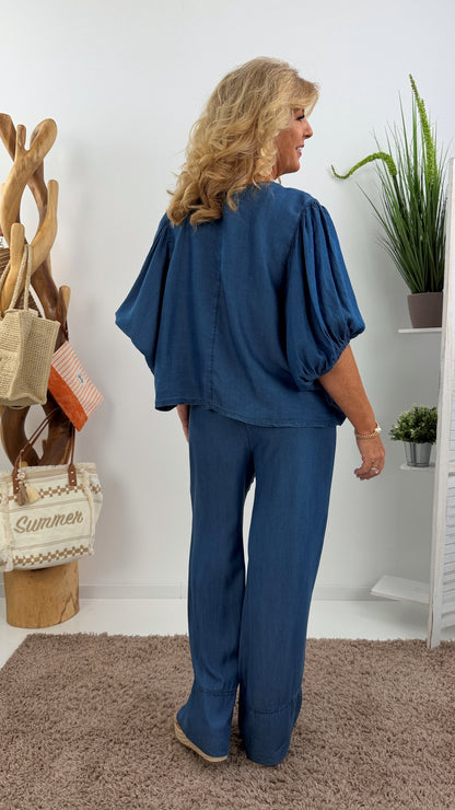 Bluse in Jeansblau (38-44)