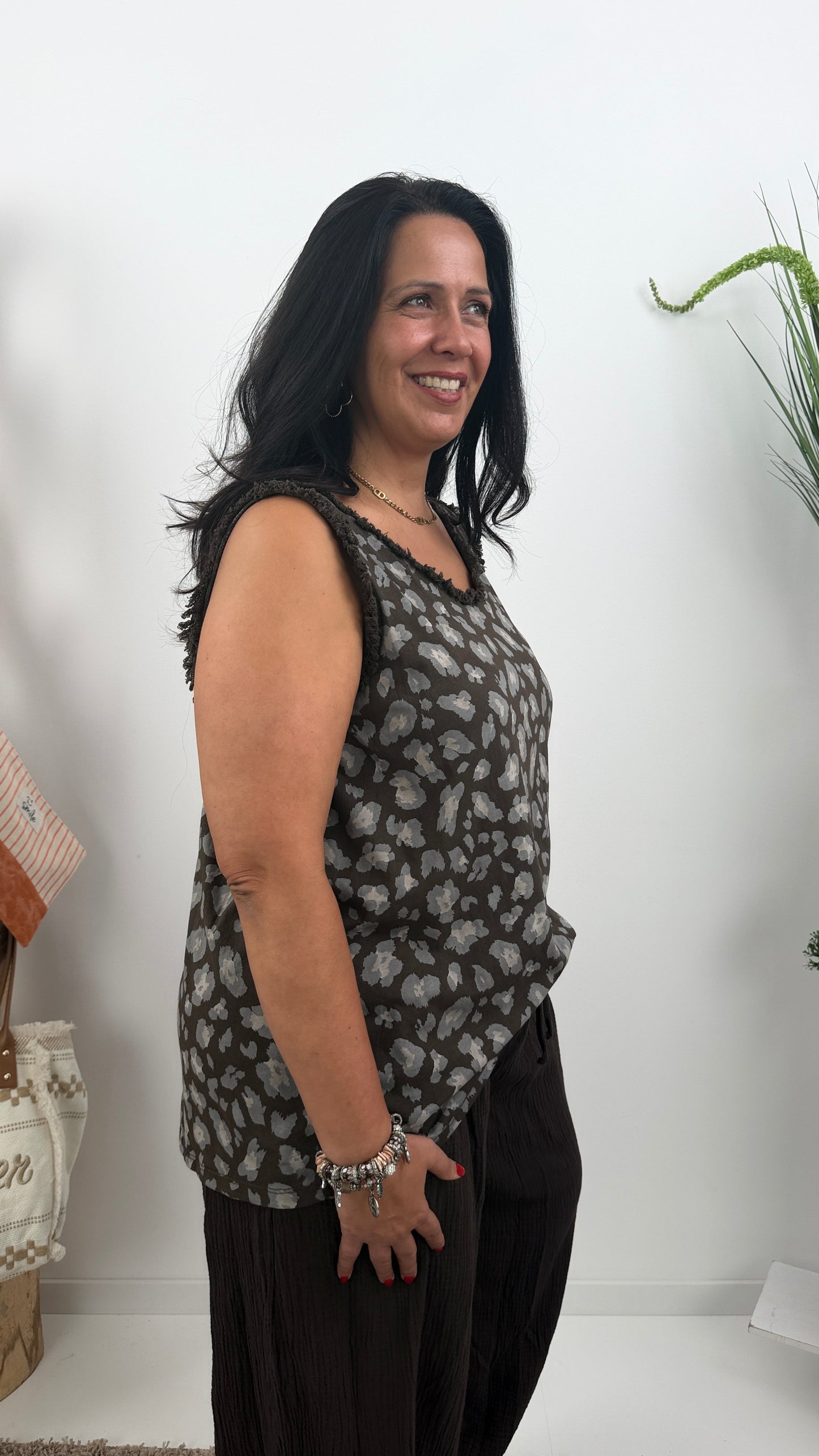 Top in Chocolate mit edlem Animalprint