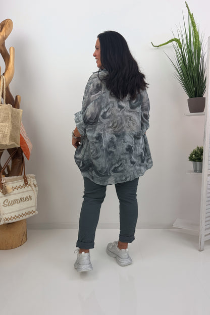 Modische Bluse in elegantem Grey (42-48)