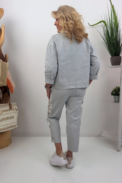 Trendige Camouflage Hose in Hellgrau (38-44)